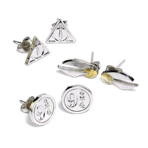 ensemble de clous d’oreilles reliques de la mort vif d’or quai 9 3/4