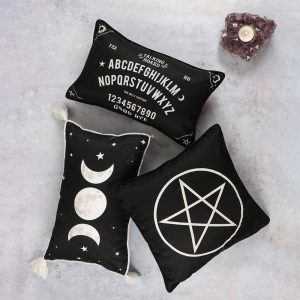FI 32338 Petit coussin rectangulaire noir et blanc en forme de Ouija 4