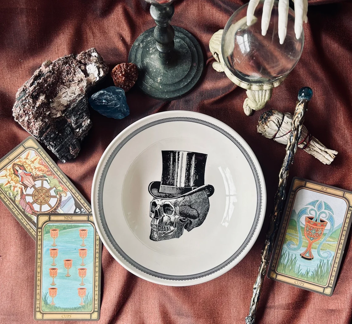 assiette creuse skull "top hat" 24cm homelab by royal stafford