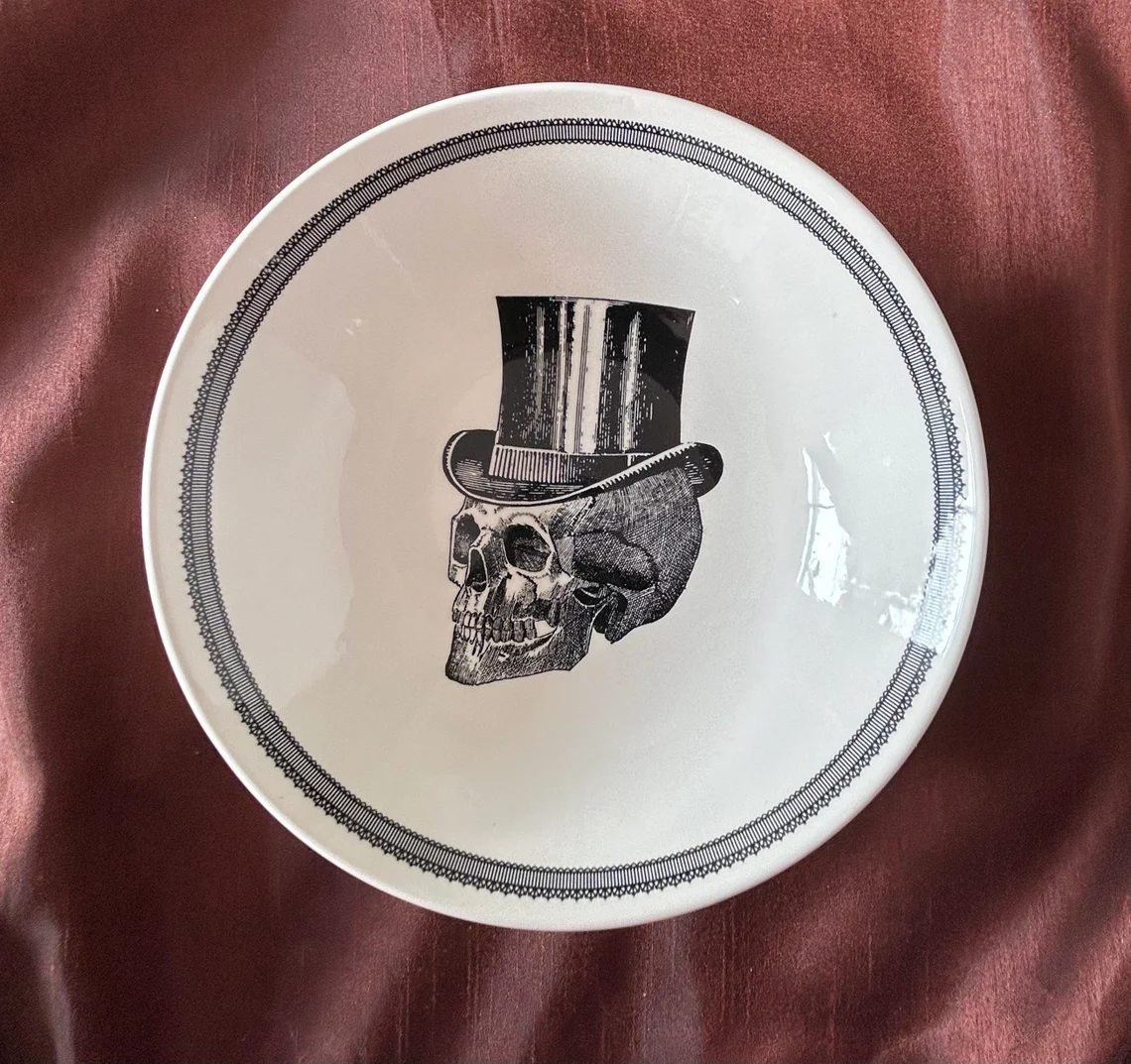 assiette creuse skull "top hat" 24cm homelab by royal stafford
