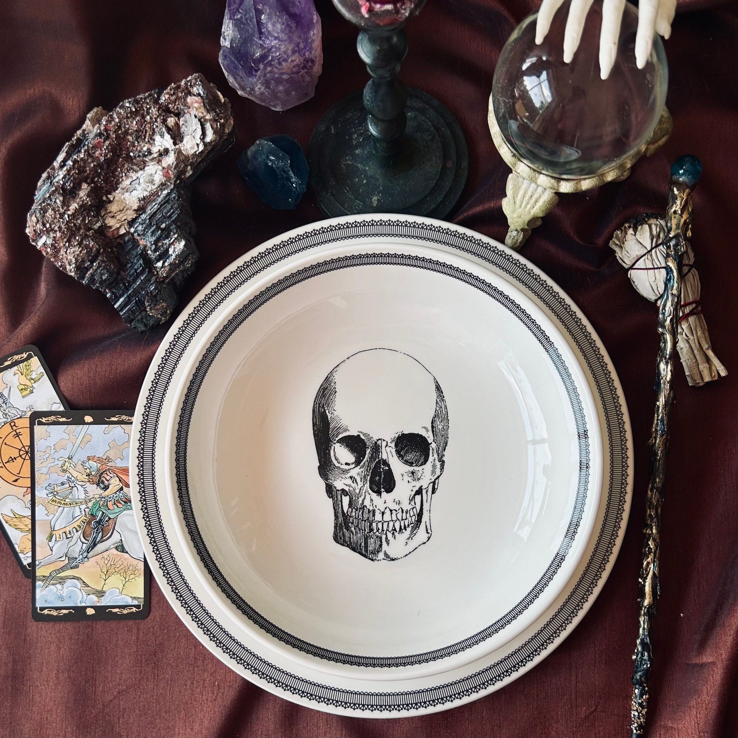 assiette creuse tête de mort "skull" 24cm homelab by royal stafford