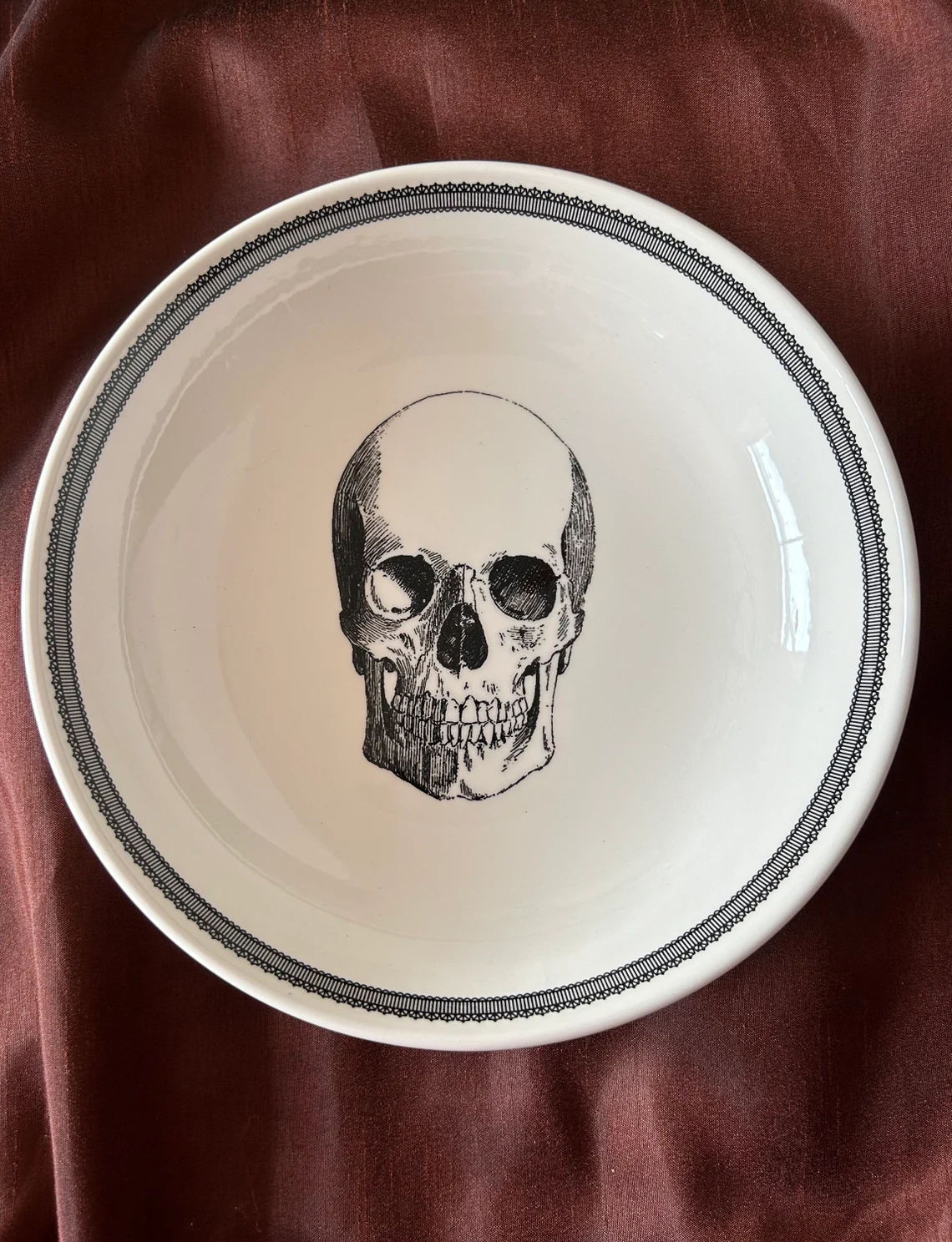 assiette creuse tête de mort "skull" 24cm homelab by royal stafford