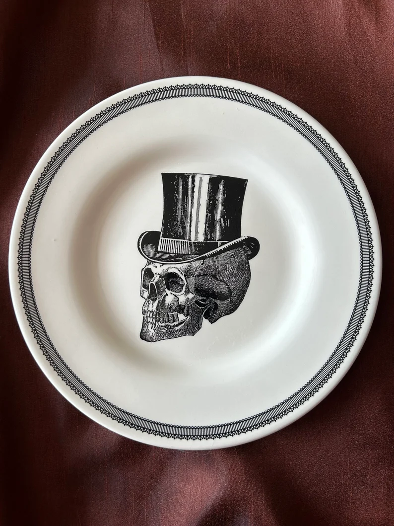 assiette plate skull "top hat" 21cm homelab by royal stafford