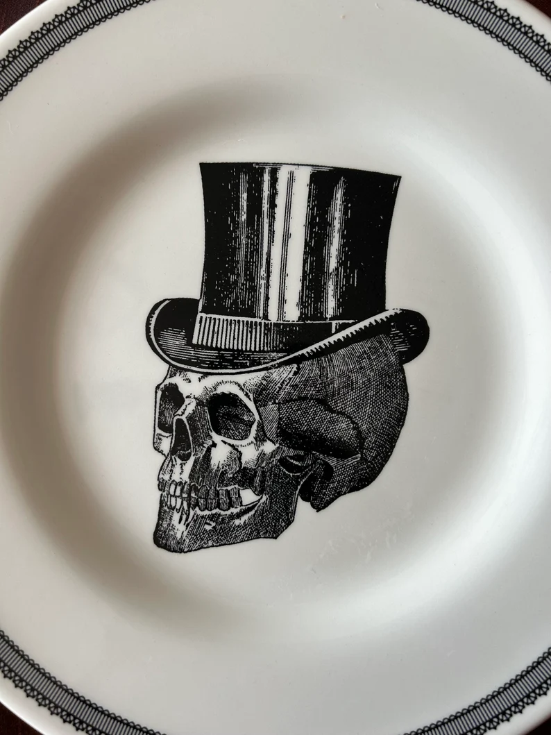 assiette plate skull "top hat" 21cm homelab by royal stafford