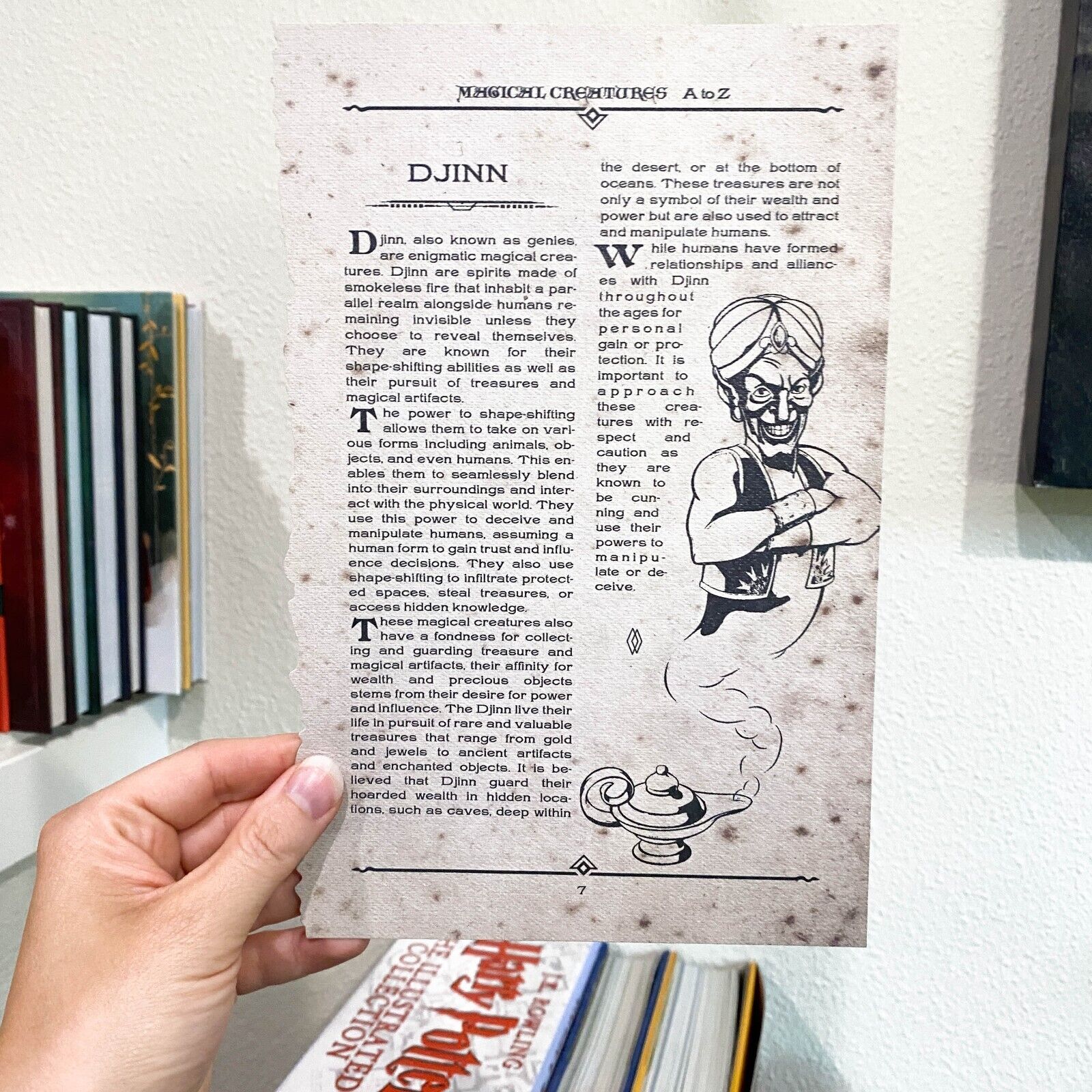 Page des Creatures Magiques de A a Z Harry Potter Wizarding Trunk Djinn
