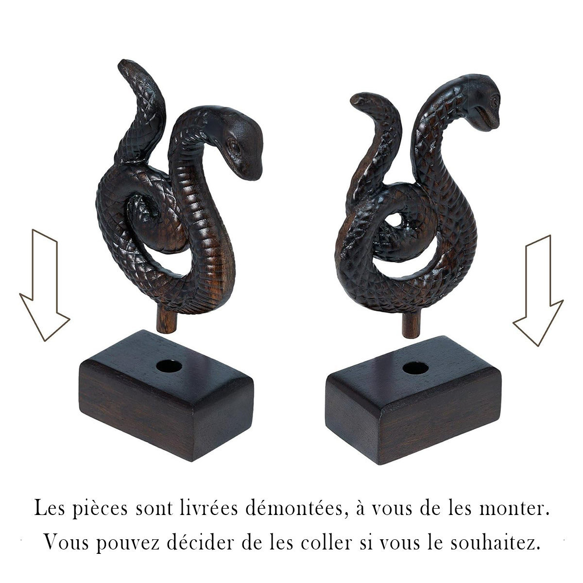 Support pour Baguette Magique en Bois Sculpte Serpents Handicrafviet Instruction de montage ok