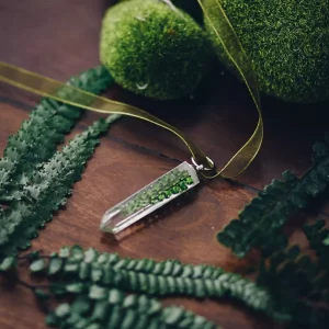 Collier Pendentif Fougere Pressee en Cristal Costurero Real 1