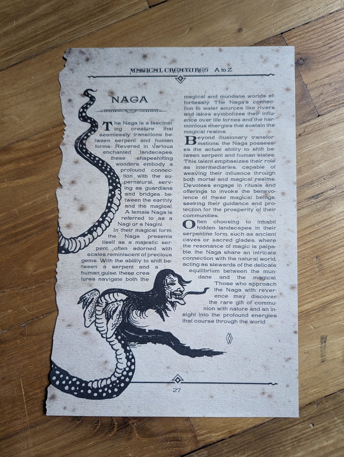 Page des Creatures Magiques Naga Nubira The Wizarding Trunk 2