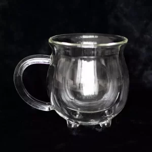 Tasse de chaudron en verre transparent a double paroi 1
