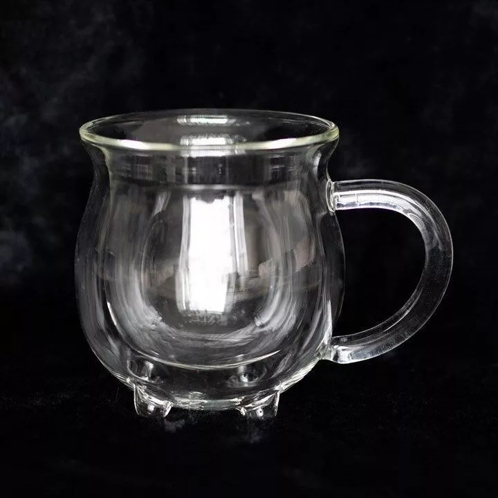 Tasse de chaudron en verre transparent a double paroi 2