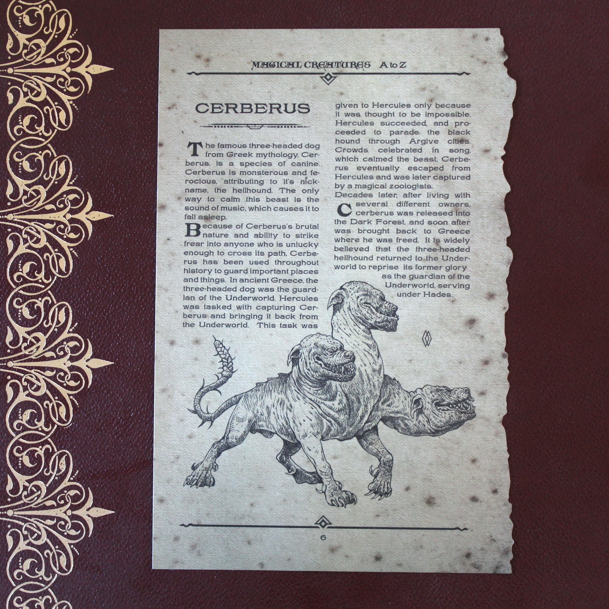 Page des Creatures Magiques – Centaure et Cerbere – The Wizarding Trunk