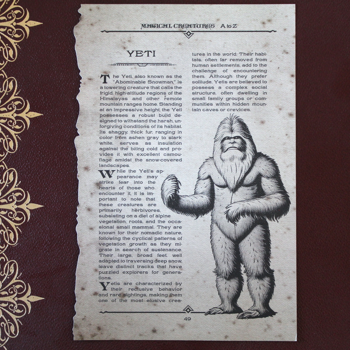 Page des Creatures Magiques – Yule Cat et Yeti – The Wizarding Trunk