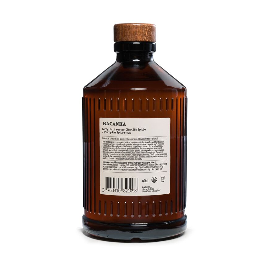 sirop brut de pumpkin spice citrouille épicée bacanha
