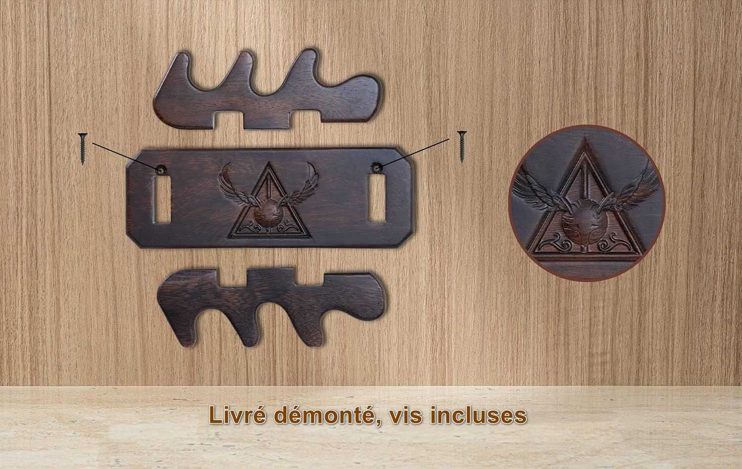 support mural en bois pour 3 baguettes magiques handicraftviet