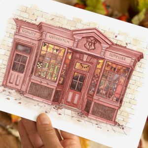 carte quidditch tirage d'aquarelle sorcier