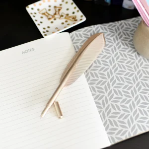 stylo en forme de plume doré litjoy