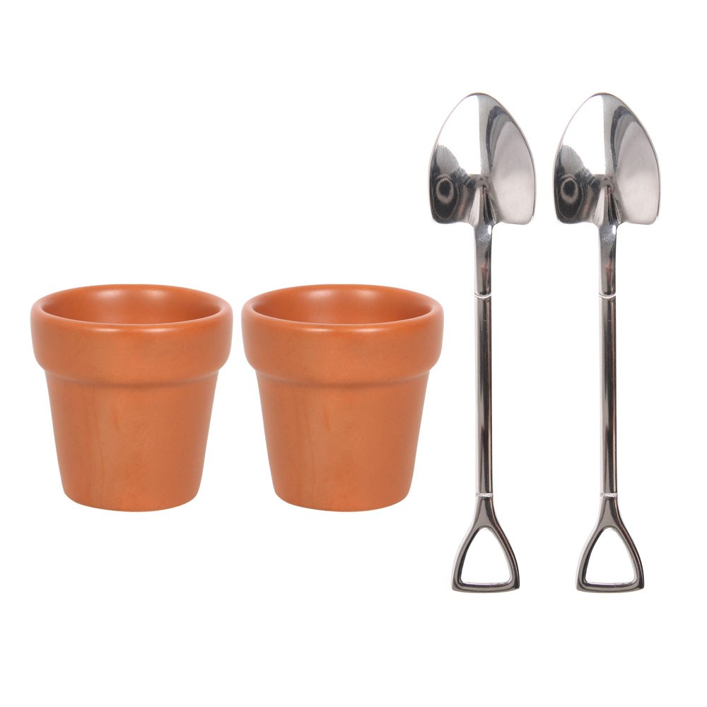 coquetiers pots de fleurs avec cuillères pelles something different
