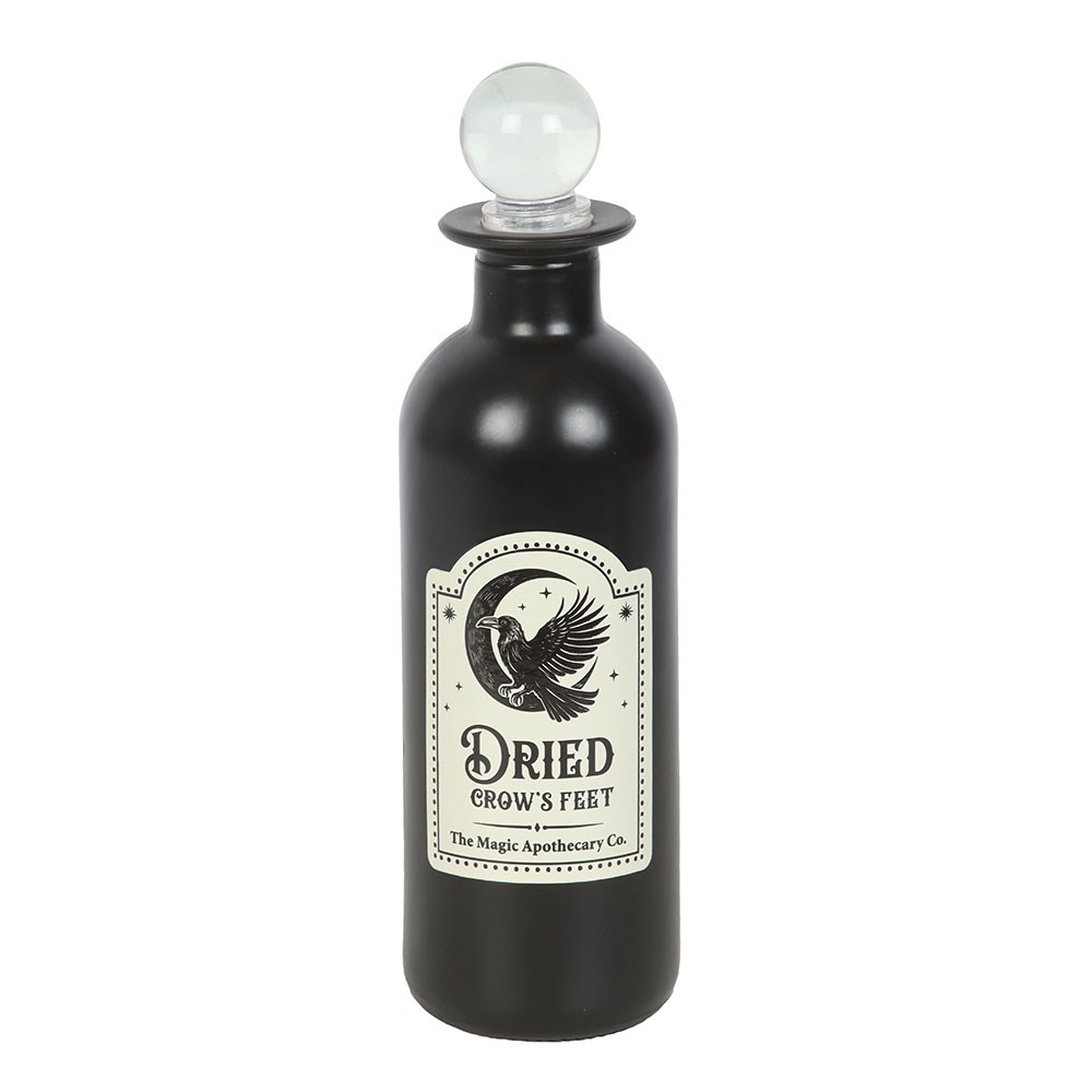 bouteille de potion en verre décorative pattes de corbeaux séchées something different
