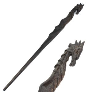 baguette magique en bois sculpté dragon ou sombral handicraftviet