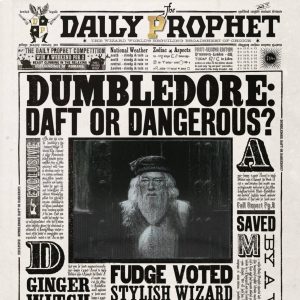 carte pliée “the daily prophet – dumbledore: daft or dangerous?” – minalima