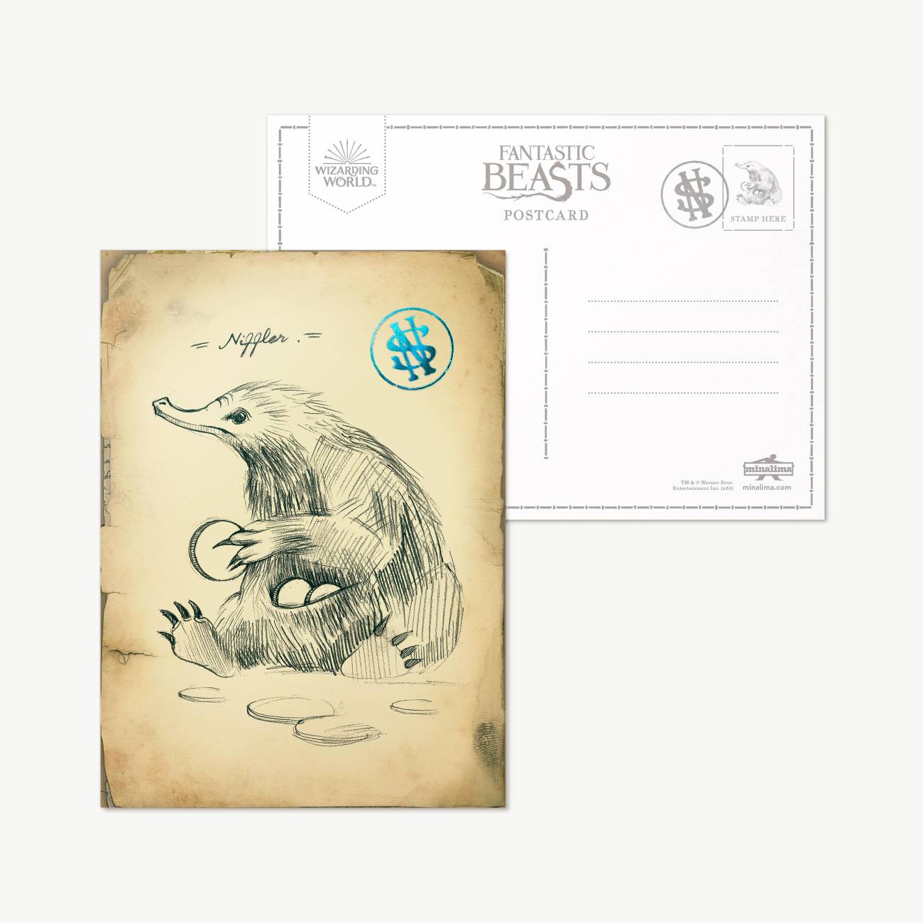 carte postale mystère animaux fantastiques journal de terrain de newt scamander