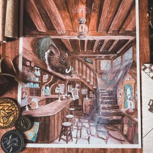 tirage d'art pub the copper kettle the wizarding trunk