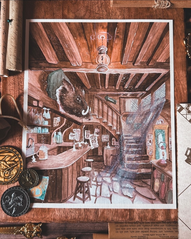 tirage d'art pub the copper kettle the wizarding trunk