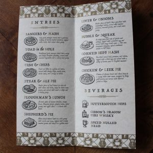 menu des desserts du pub the copper kettle the wizarding trunk (copie)