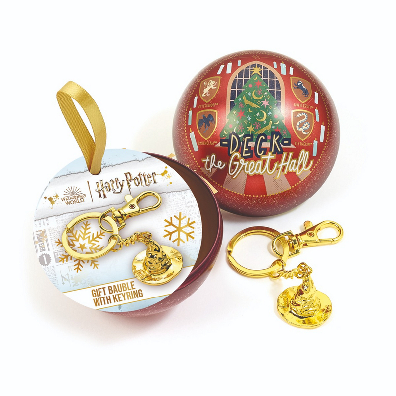 hpcb0394 boule de noël harry potter deck the great hall avec porte clés choixpeau