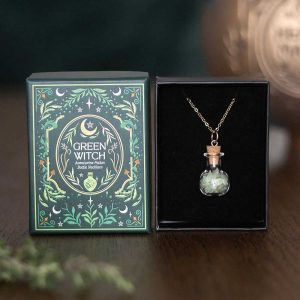 collier avec pendentif flacon green witch something different
