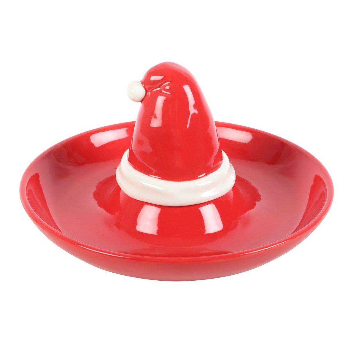plat de service pour chips et sauce en forme de bonnet de père noël