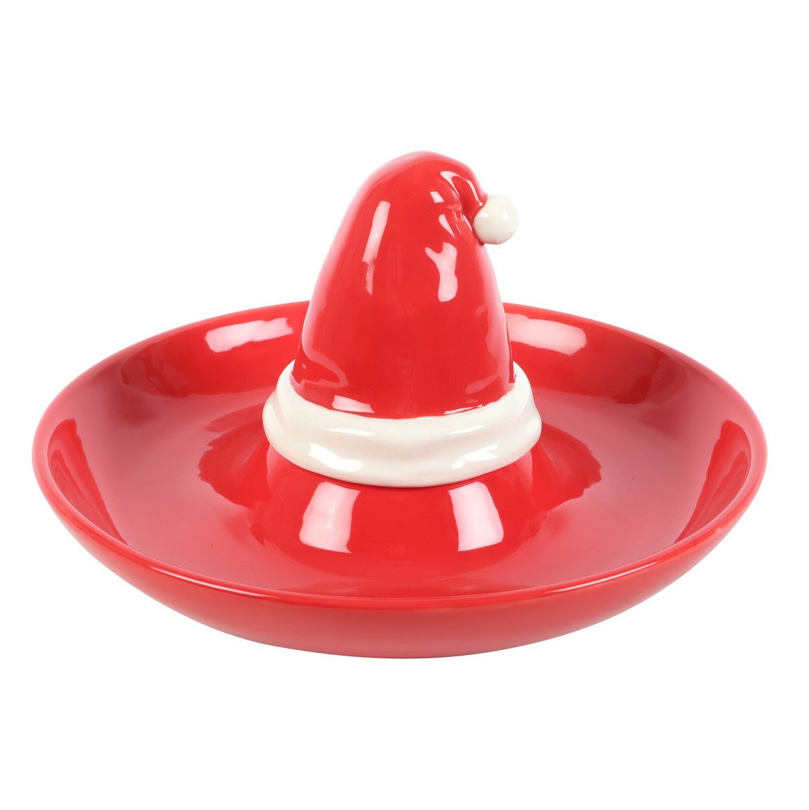 plat de service pour chips et sauce en forme de bonnet de père noël