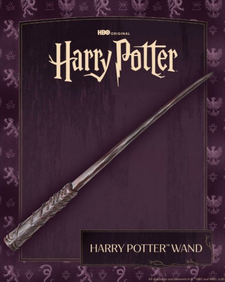 Réplique officielle de la nouvelle baguette de Harry Potter par The Noble Collection.