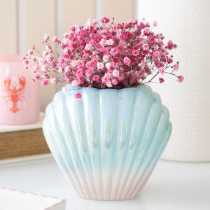 vase en forme de coquillage irisé something different