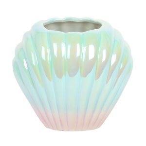 vase en forme de coquillage irisé something different