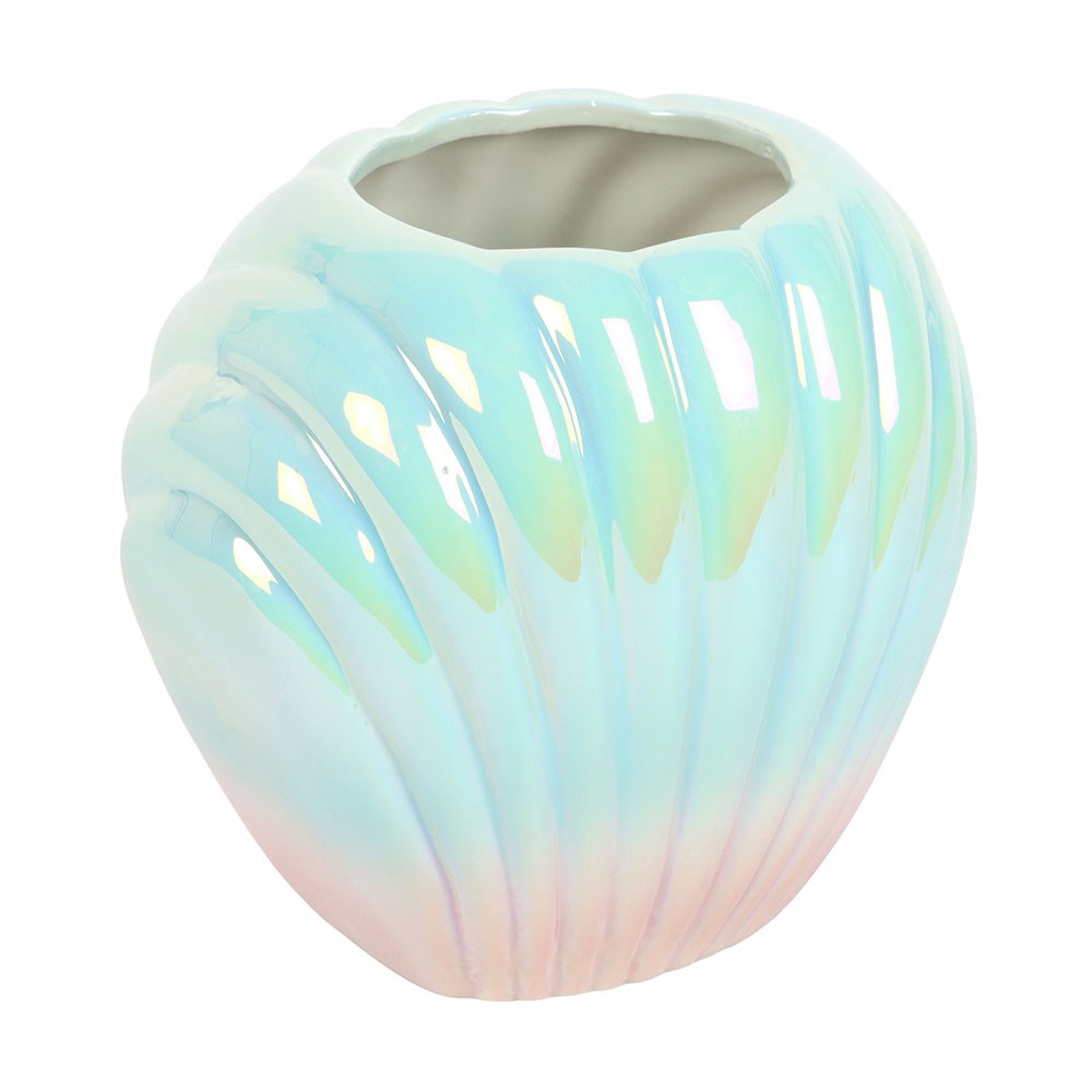 vase en forme de coquillage irisé something different