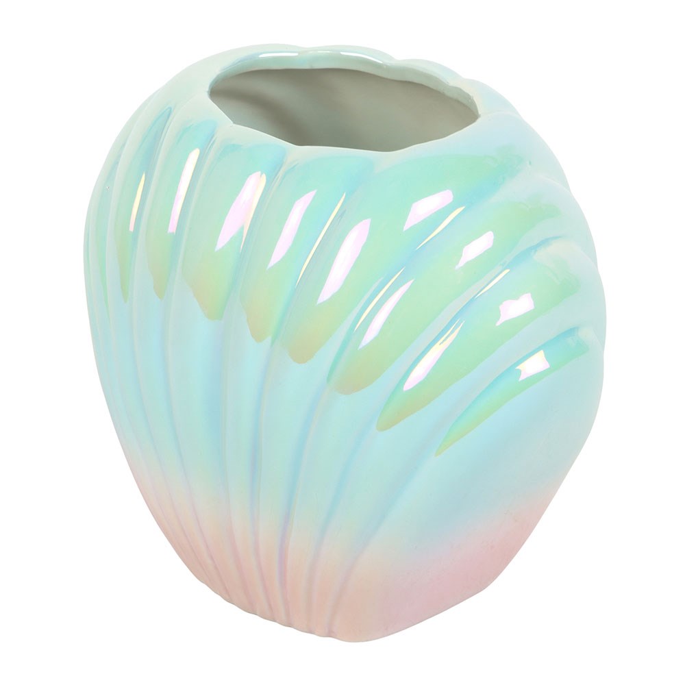 vase en forme de coquillage irisé something different